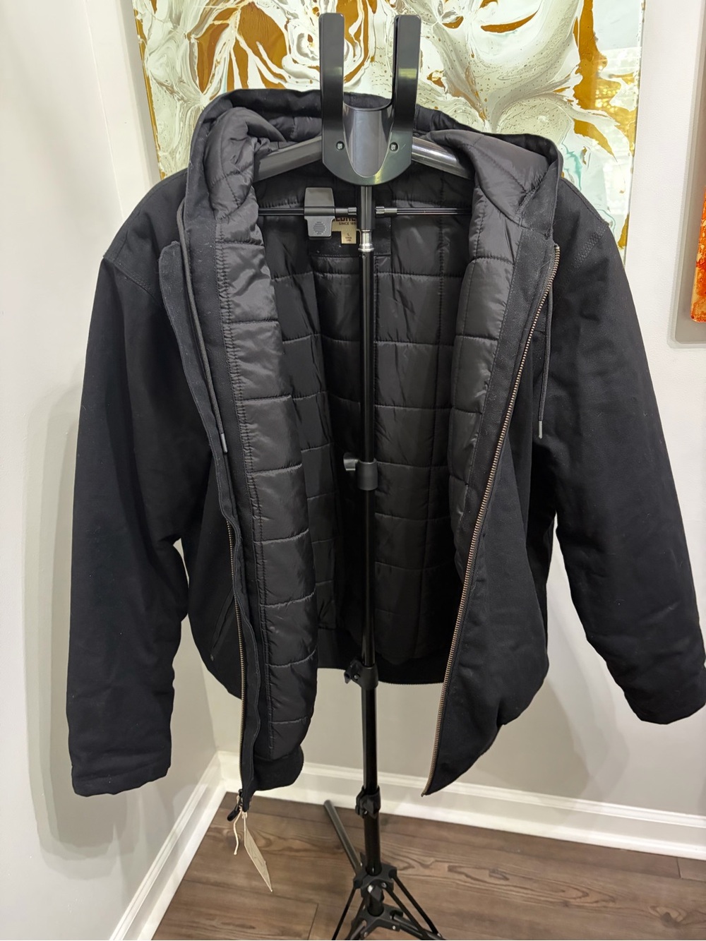 RedHead Men’s Black Hooded  Work Jacket - Picture 5 of 10
